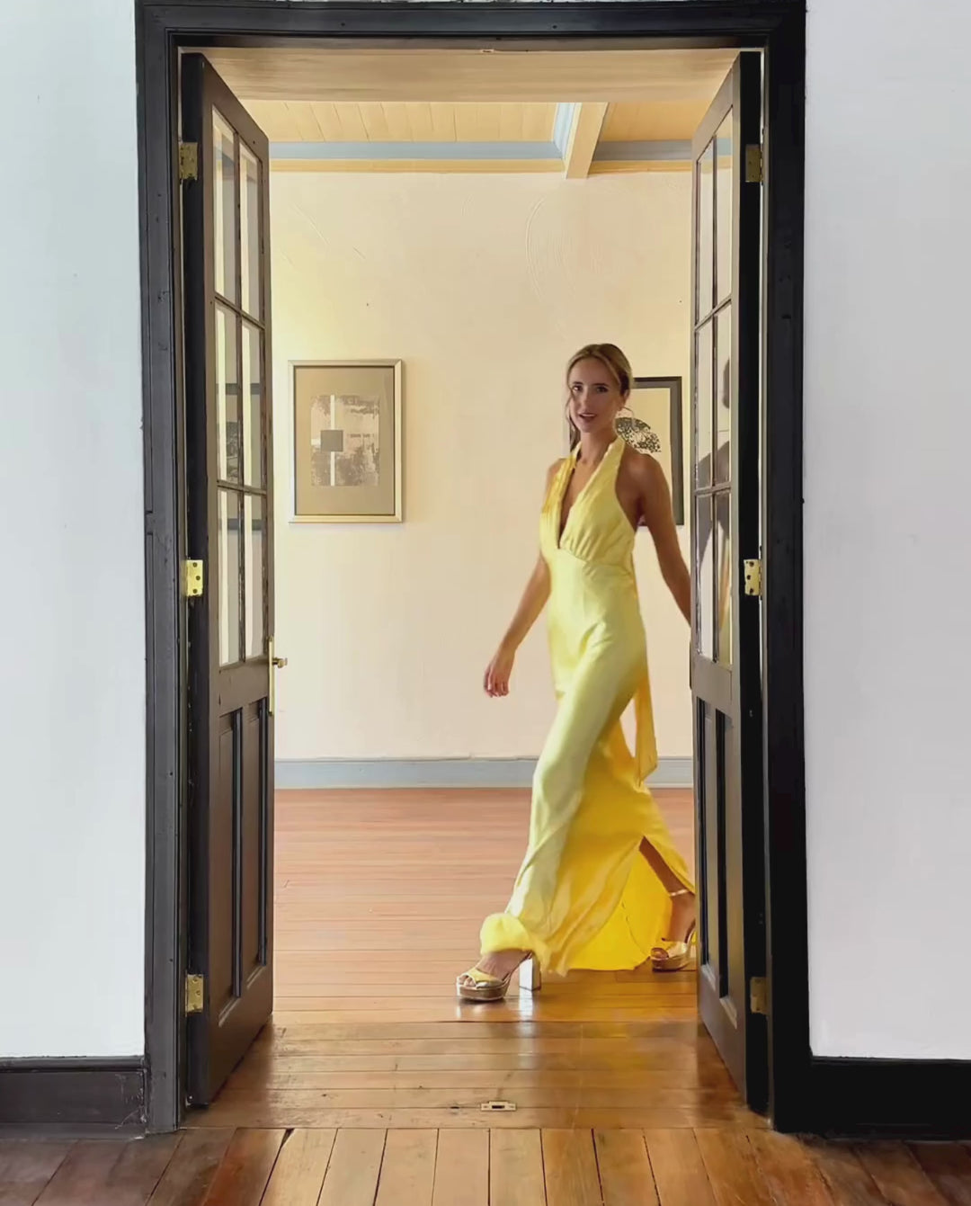 Vestido Largo de Fiesta Maria Fernanda Amarillo