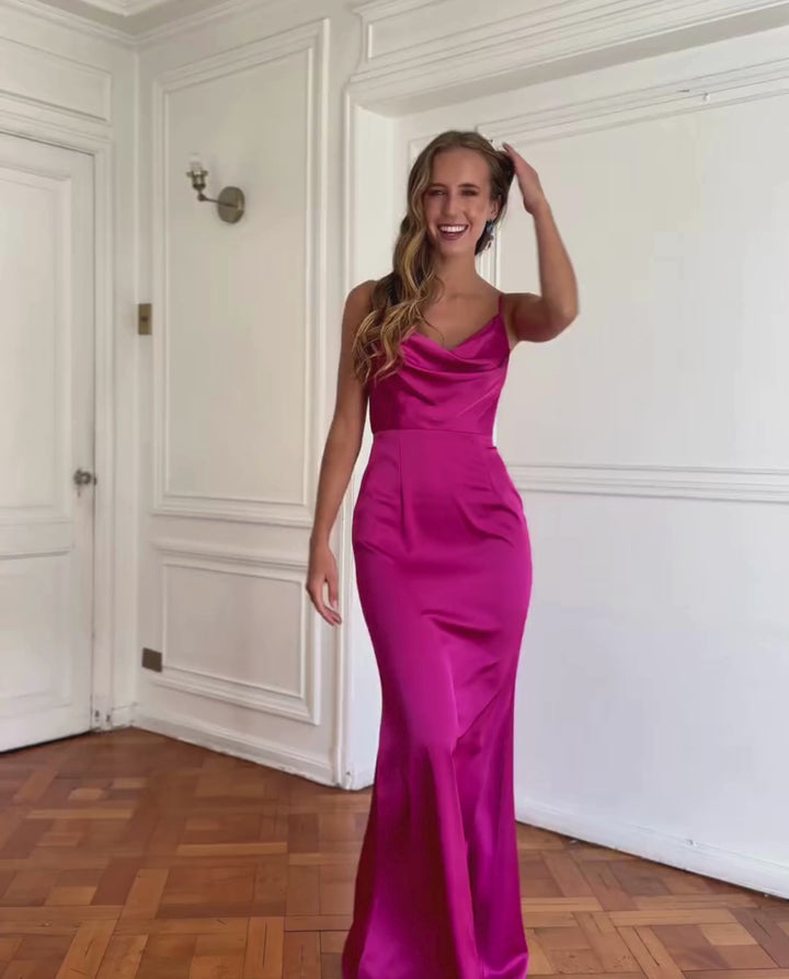 Vestido Largo de Fiesta Isi Fucsia