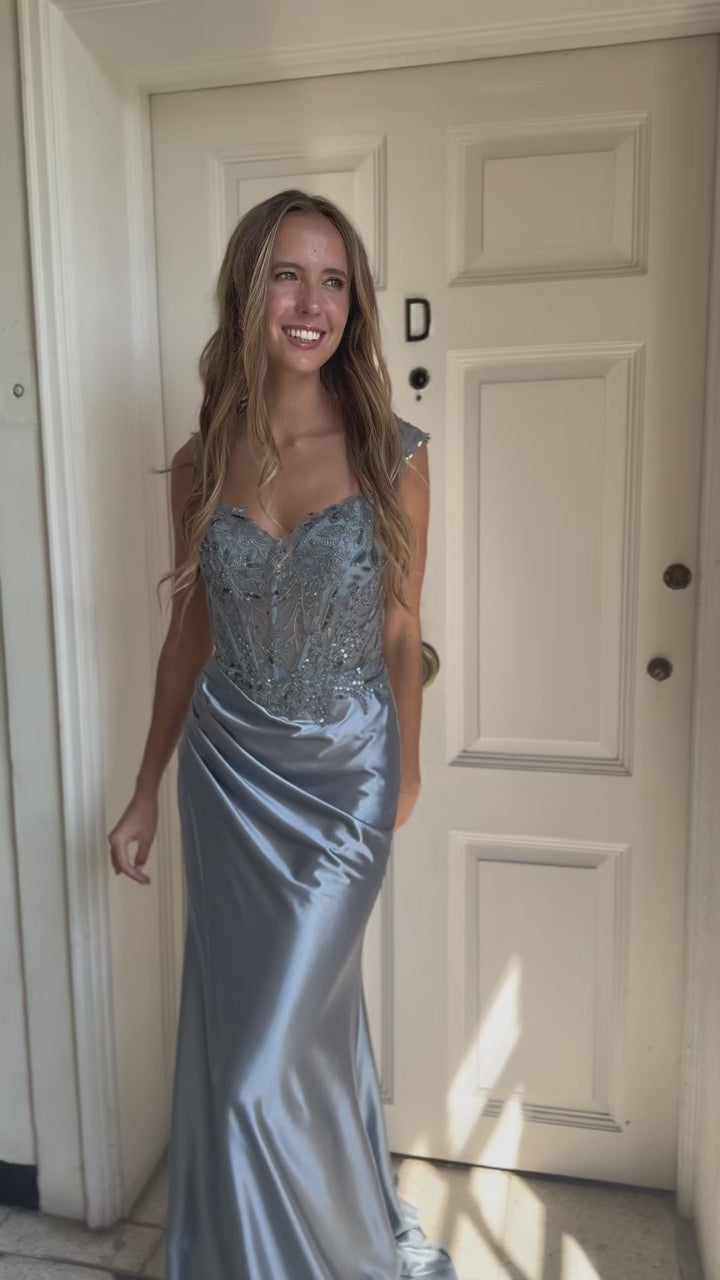 Vestido Largo de Fiesta Bombay Celeste