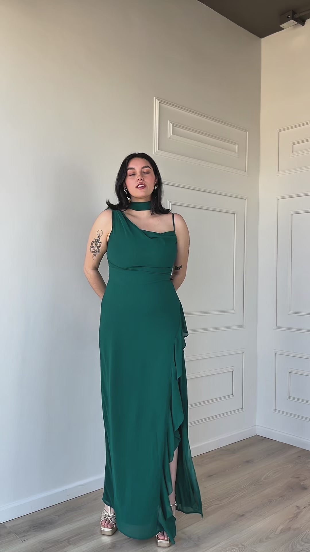 Vestido Largo de Fiesta Maia Verde Oscuro