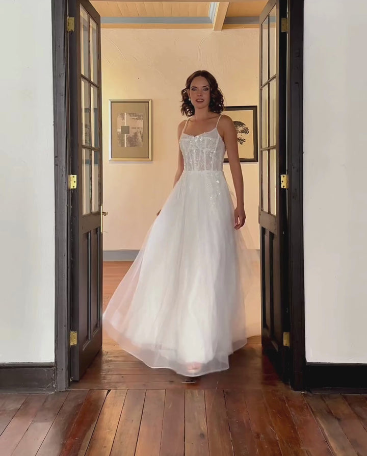 Vestido Largo de Novia Blanche Tul Ivory