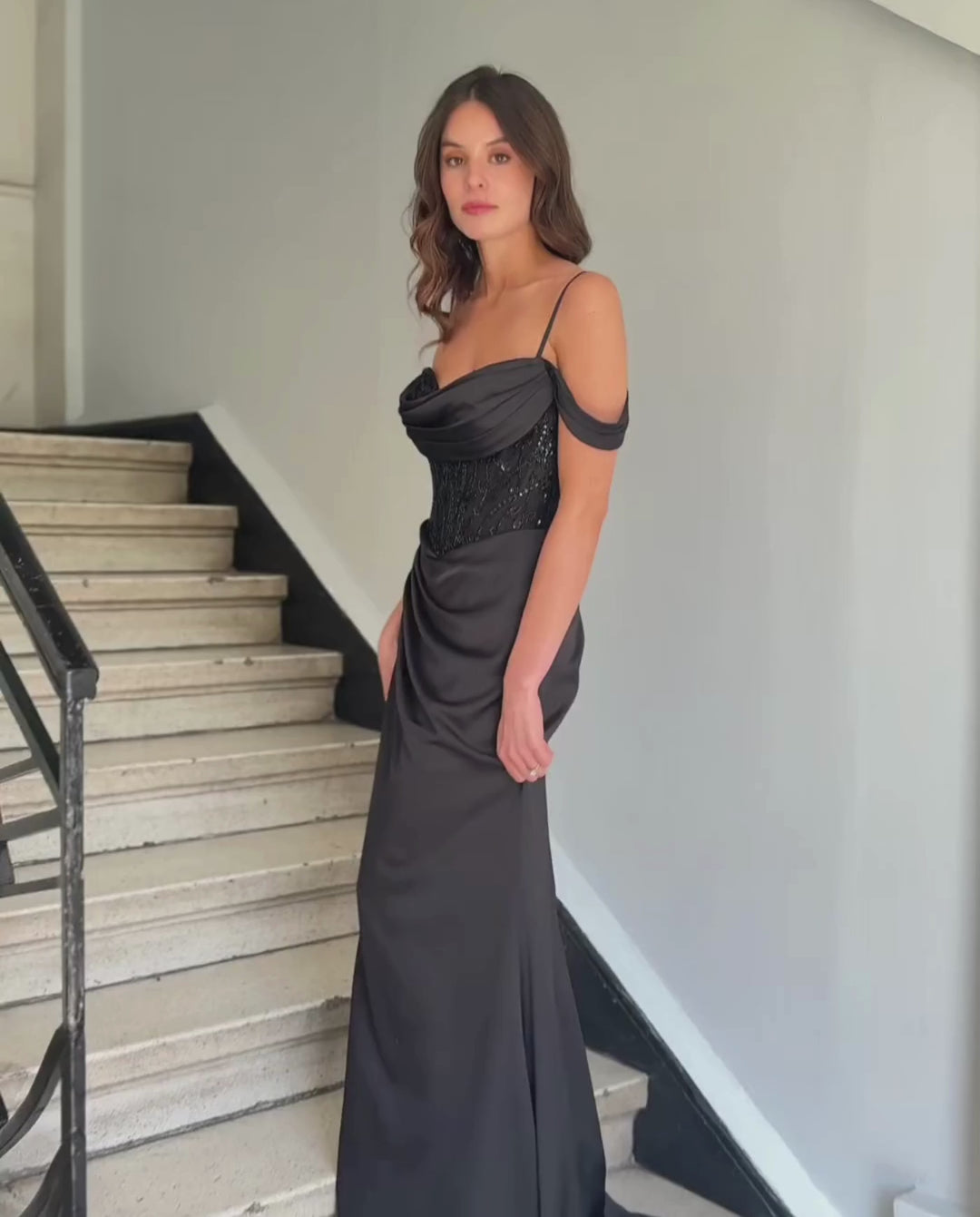 Vestido Largo de Fiesta Malaga Corset Negro