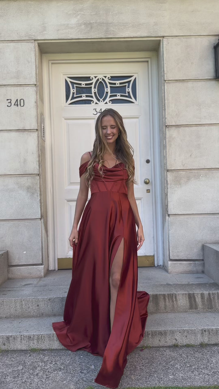 Vestido Largo de Fiesta Atenea Corset Terracota