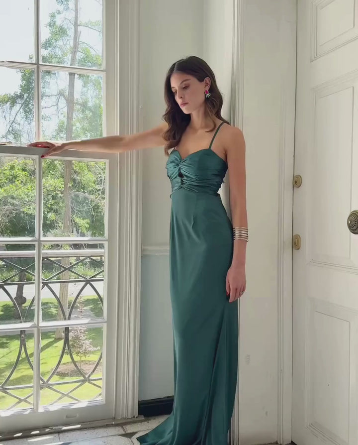 Vestido Largo de Fiesta Zaragoza Verde Oscuro