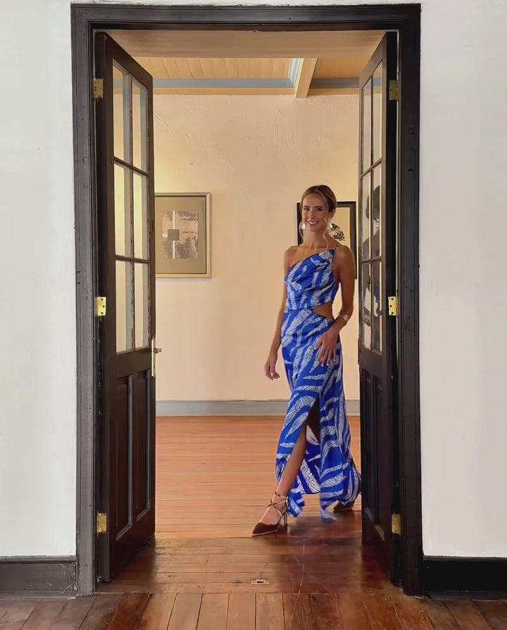 Vestido Largo de Fiesta Dubai Fondo Azul Royal