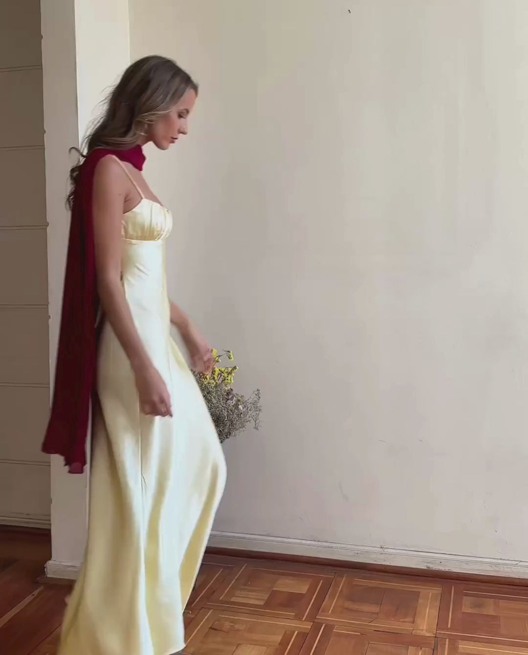 Vestido Largo de Fiesta Moscú Satín Amarillo