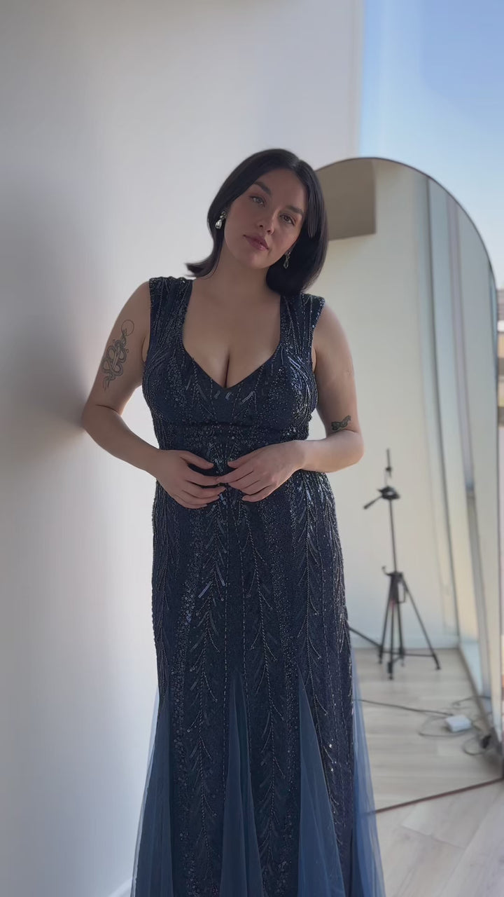 Vestido Largo de Fiesta Burgos Azul