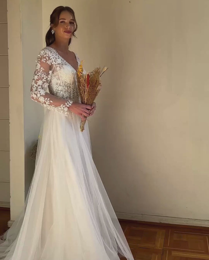 Vestido Largo de Novia Aldonza Blanco