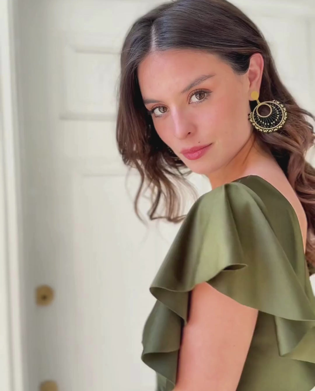 Vestido Largo de Fiesta Vane Verde Olivo