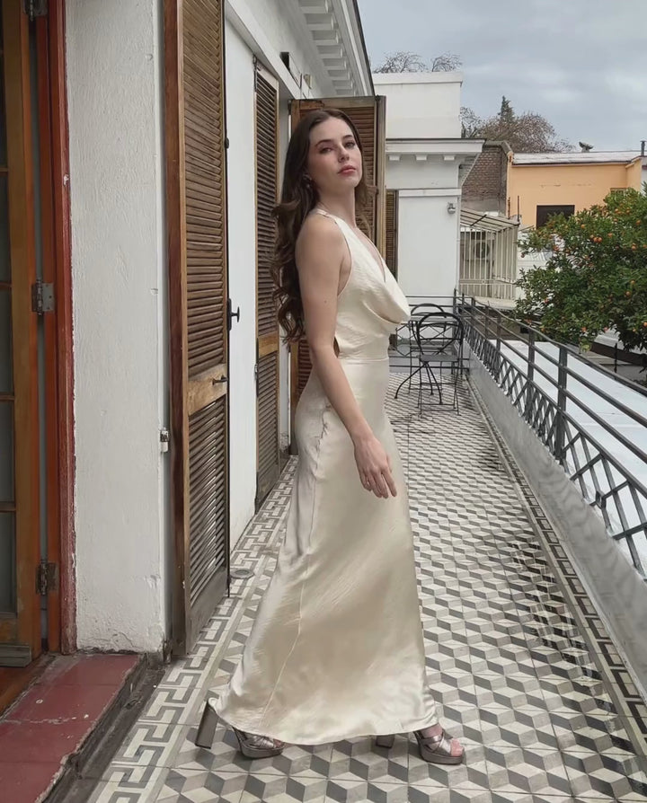 Vestido Largo de Novia Tais Champagne