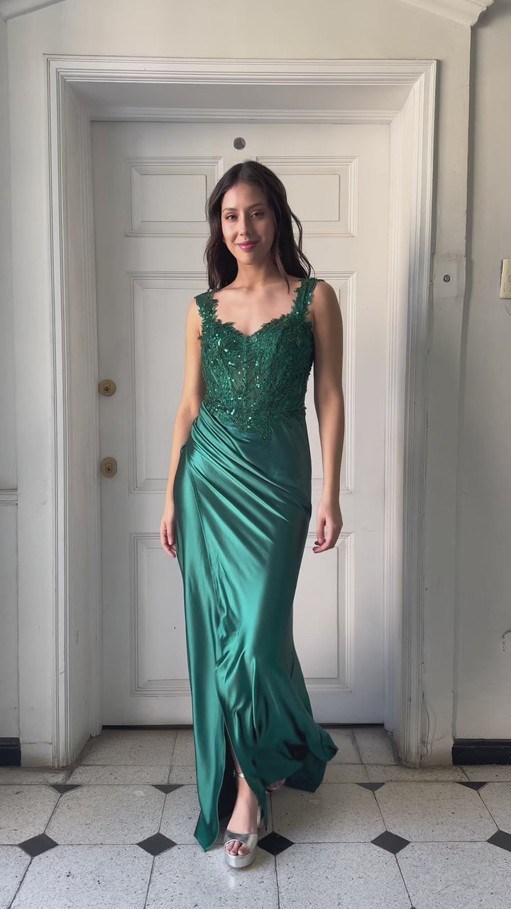 Vestido Largo de Fiesta Bombay Verde