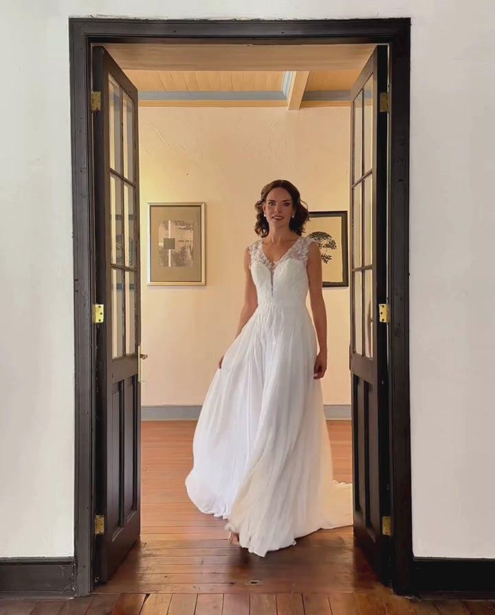 Vestido Largo de Novia Aura Gasa Ivory