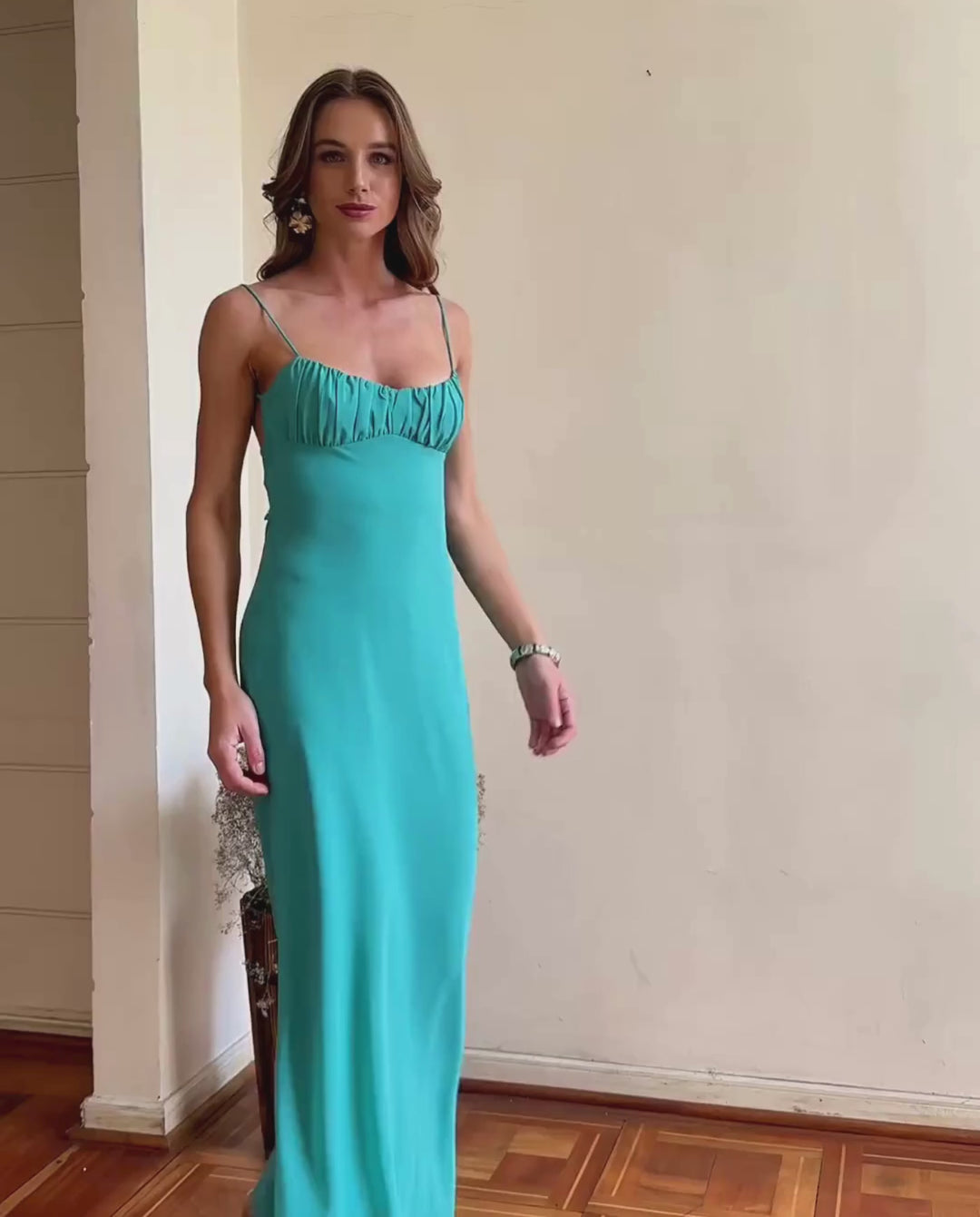 Vestido Largo de Fiesta Moscú Gasa Verde Menta