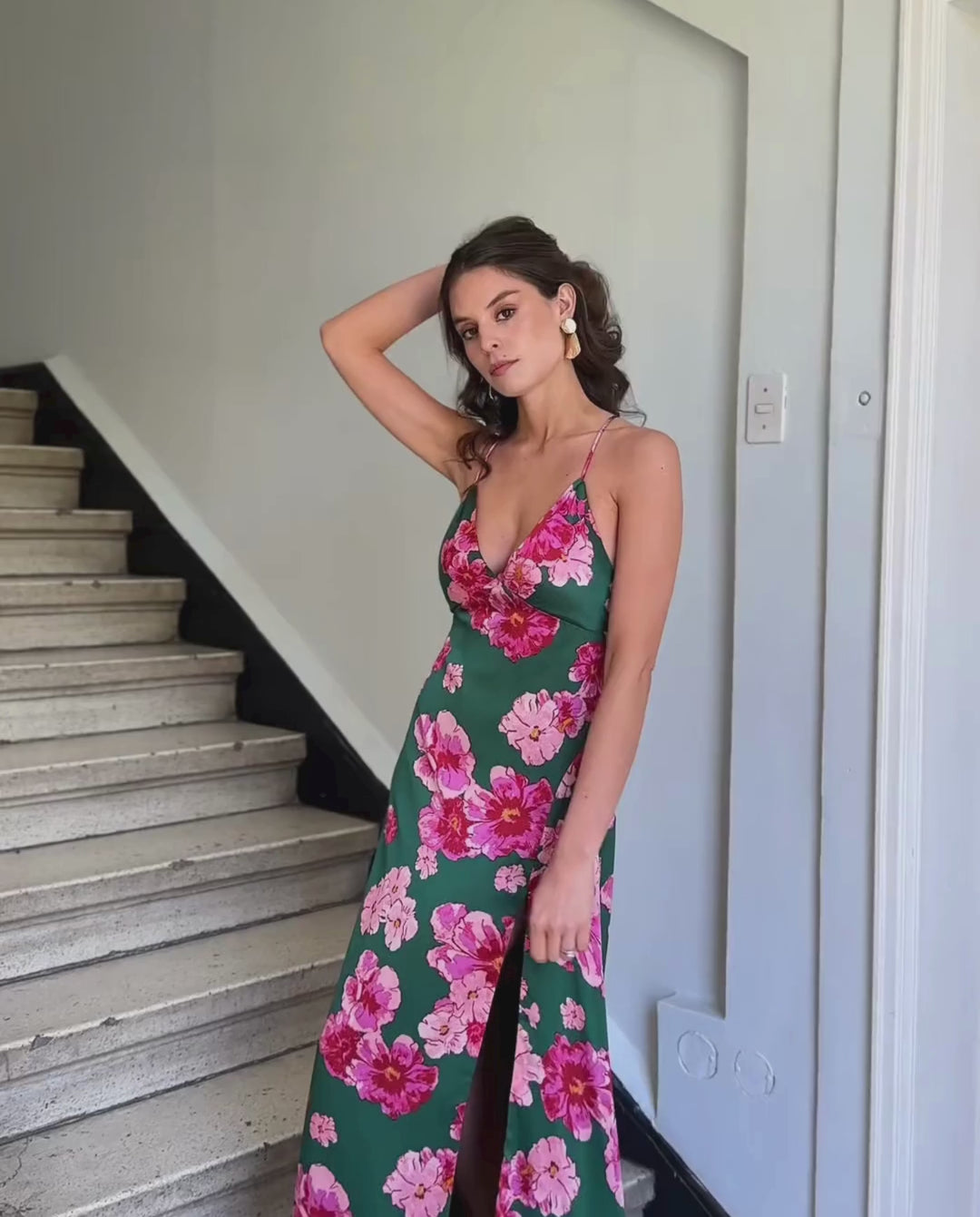 Vestido Largo de Fiesta Pepa Fondo Verde