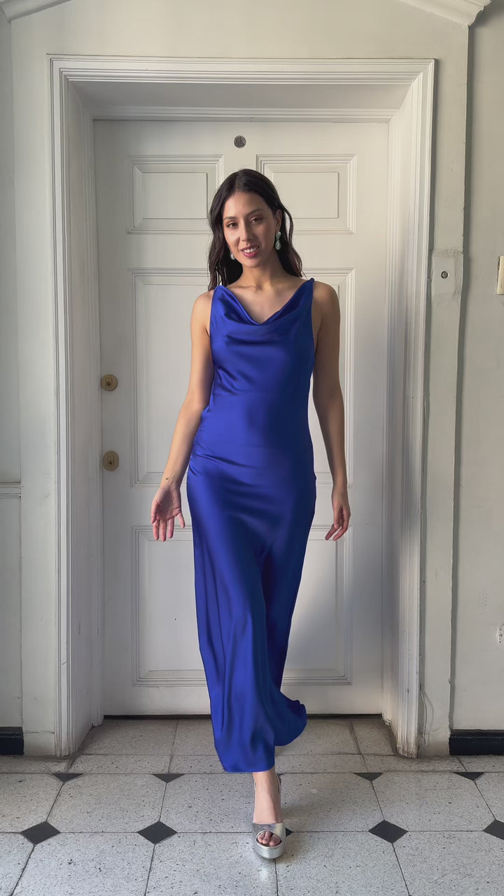 Vestido Largo de Fiesta Montserrat Azul Royal