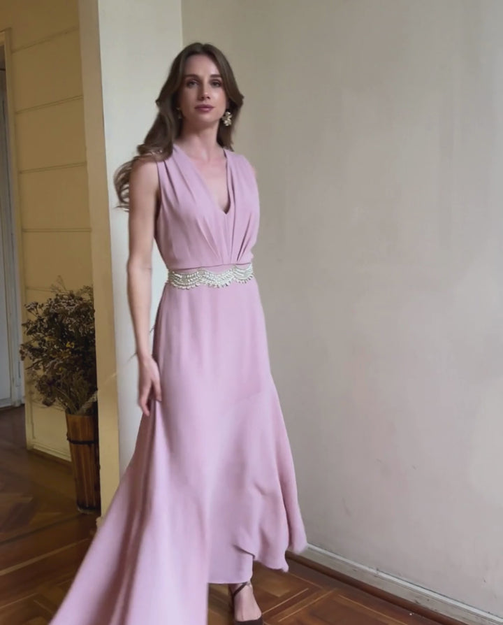 Vestido Largo de Fiesta Rita Rosado