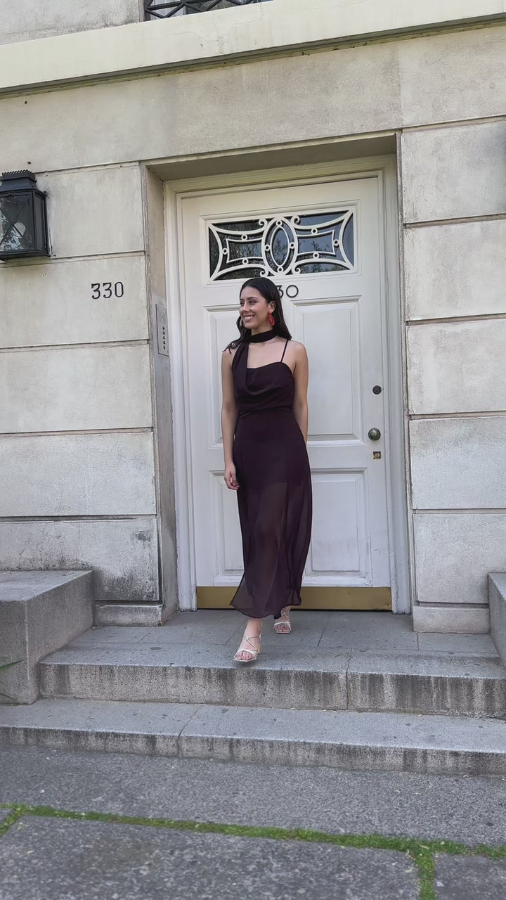 Vestido Largo de Fiesta Agata Chocolate