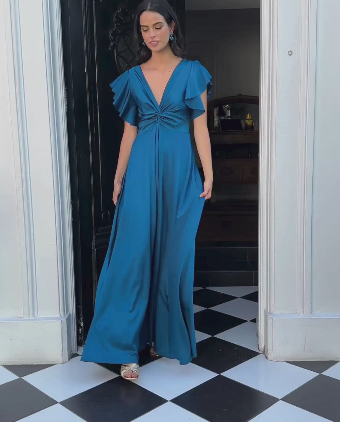 Vestido Largo de Fiesta Vane Turquesa Oscuro