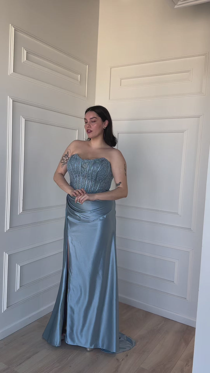 Vestido Largo de Fiesta Zahara Celeste