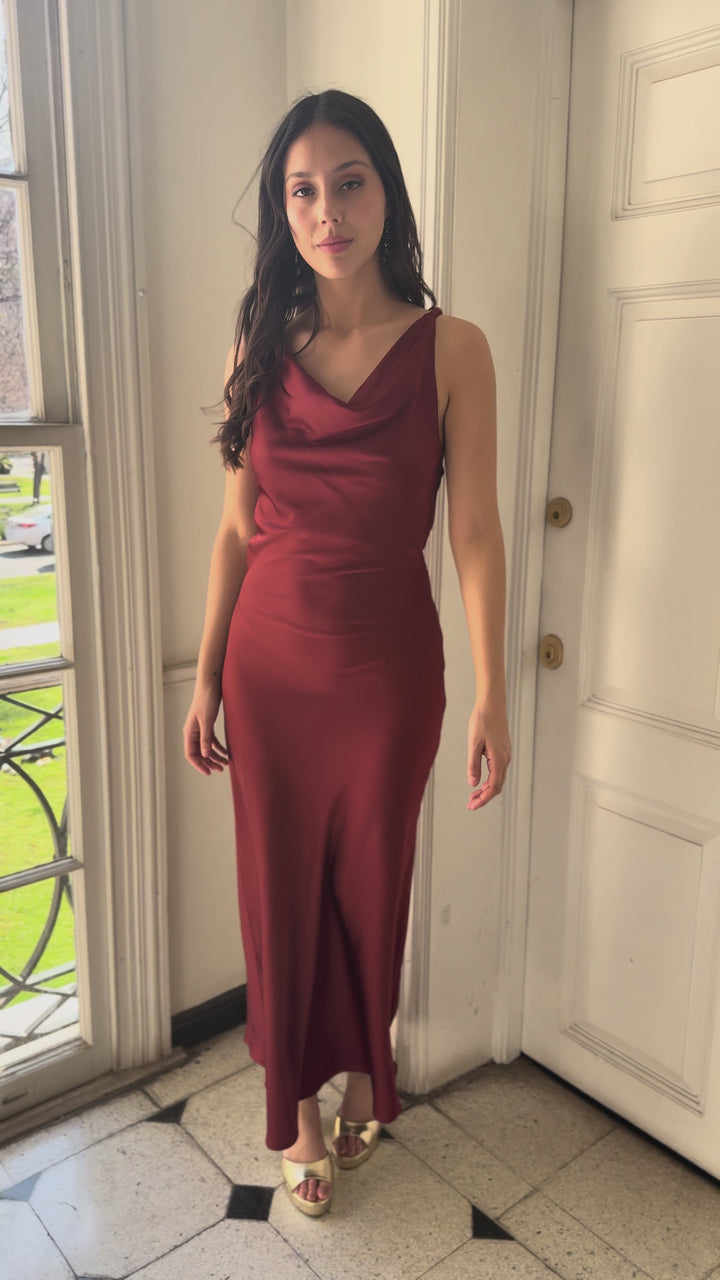 Vestido Largo de Fiesta Montserrat Canela Oscuro