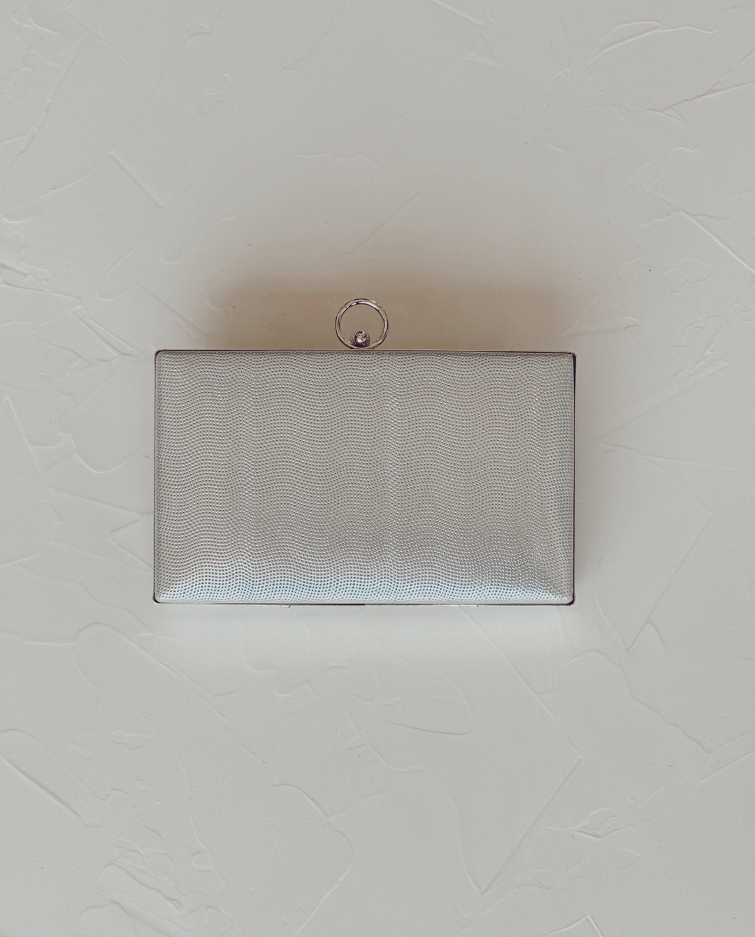 LORENZA RECTANGULAR CLUTCH WITH SILVER RING BROOCH