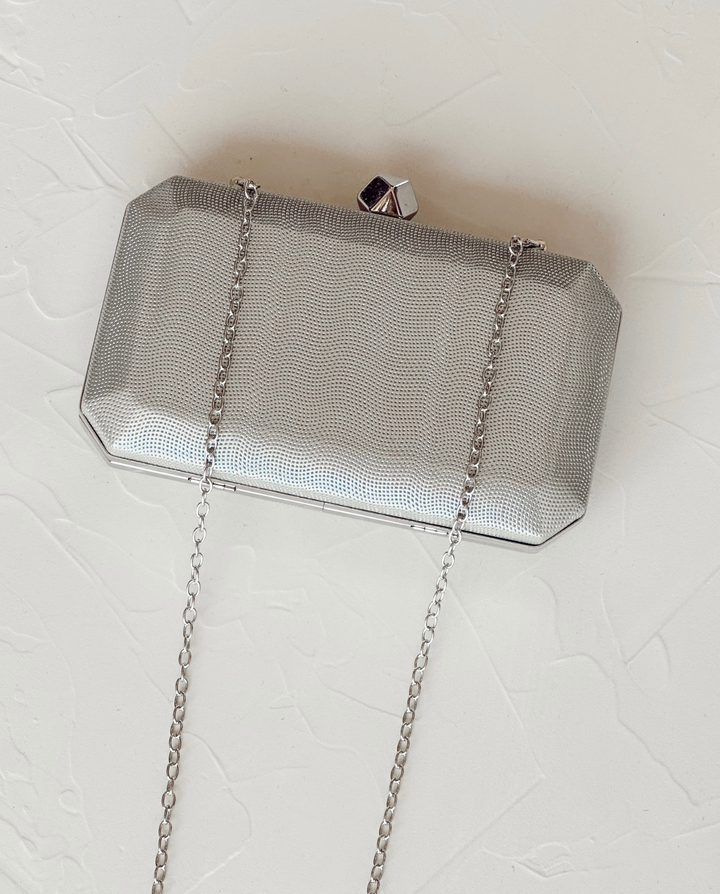 ANTONIETA OCTANGONAL CLUTCH WITH SILVER DIAMOND BROOCH