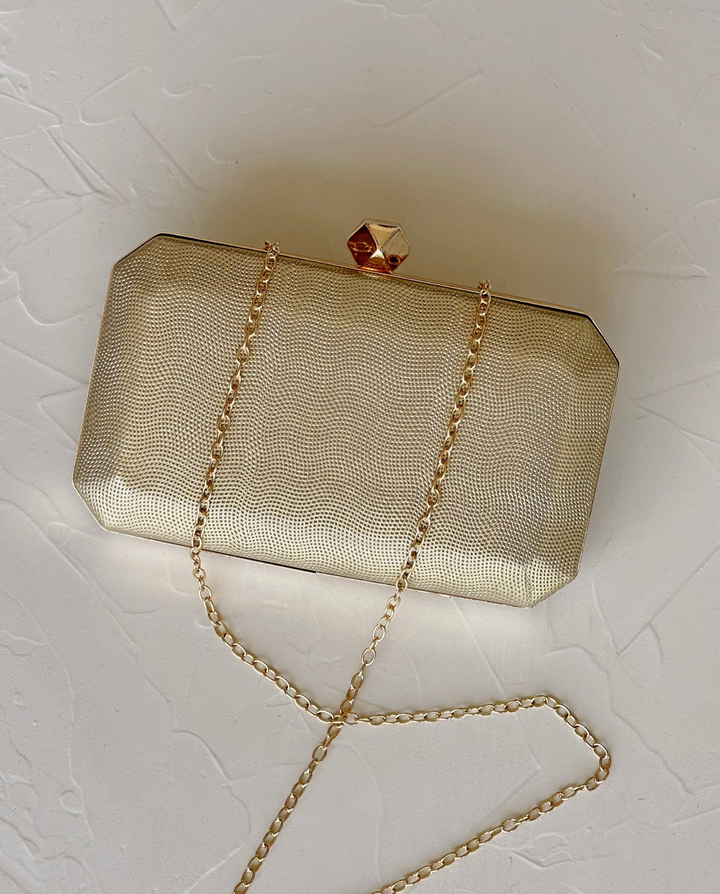 ANTONIETA OCTANGONAL CLUTCH WITH GOLDEN DIAMOND BROOCH