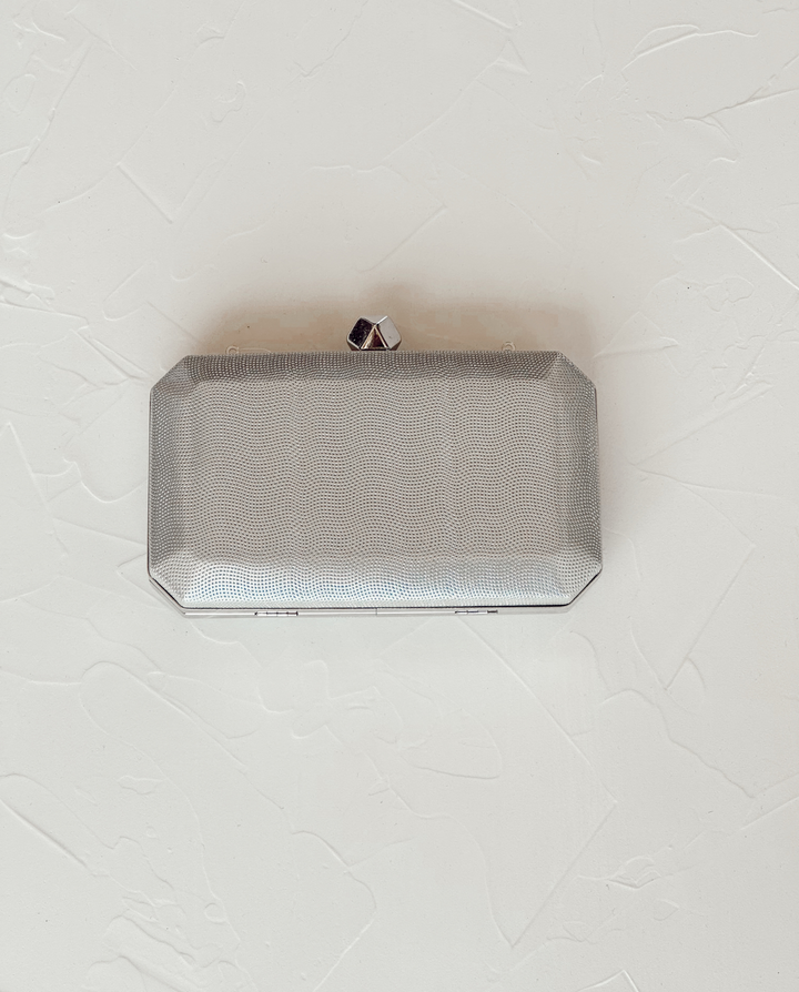 ANTONIETA OCTANGONAL CLUTCH WITH SILVER DIAMOND BROOCH