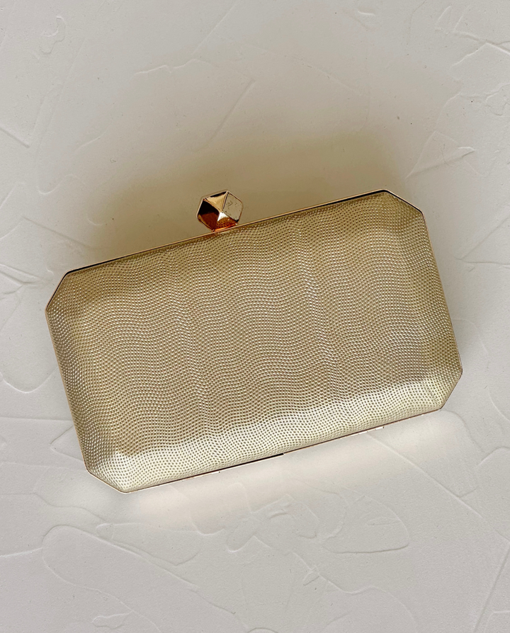 ANTONIETA OCTANGONAL CLUTCH WITH GOLDEN DIAMOND BROOCH