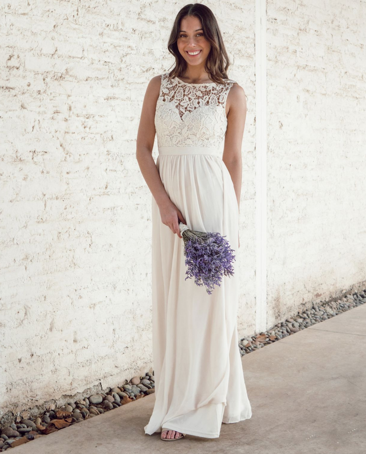VESTIDO LARGO CROCHET BEIGE