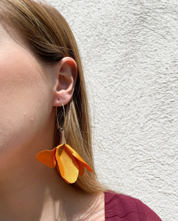 MUSTARD SATIN DALIA EARRINGS