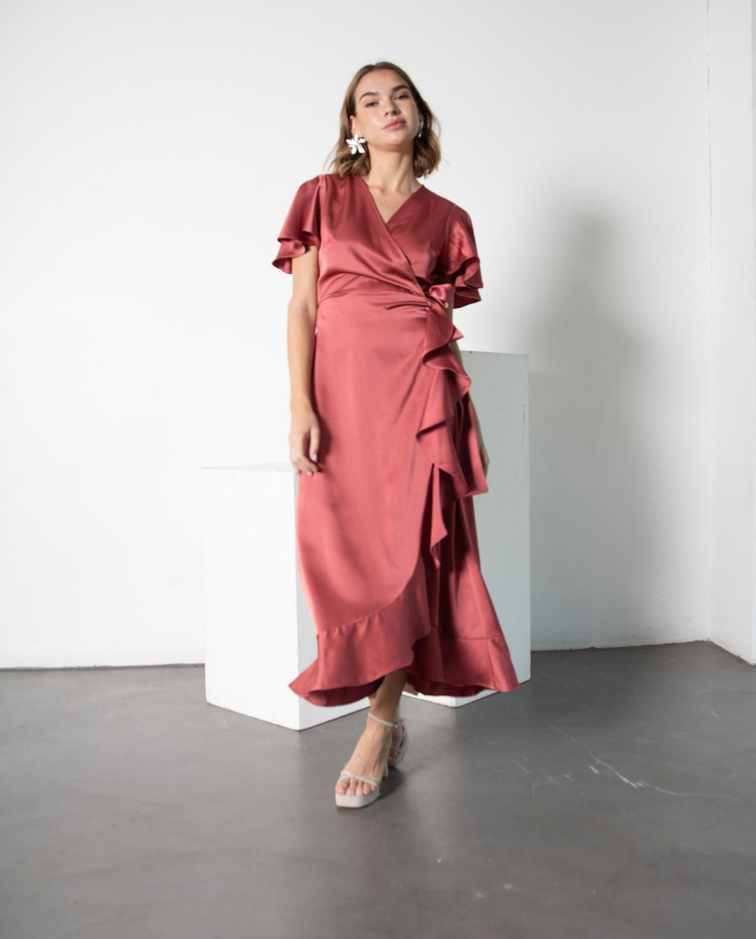 AMELIE MAXI DRESS WITH WRAPPING TERRACOTTA
