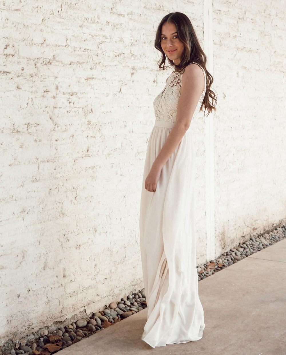 VESTIDO LARGO CROCHET BEIGE
