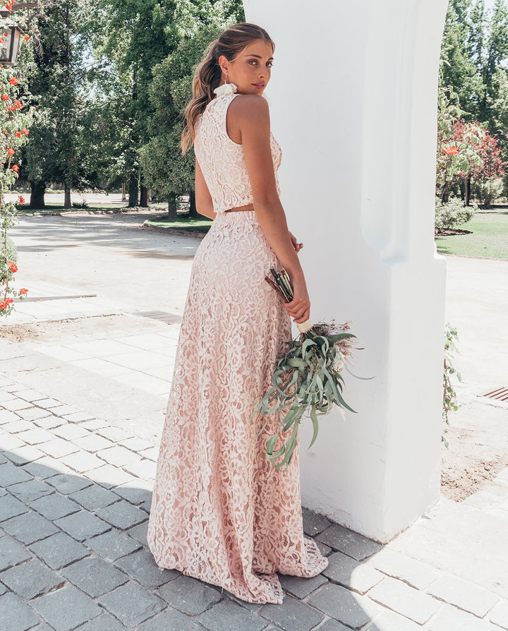 VESTIDO DE NOVIA 2 PIEZAS CONJUNTO EVA ROSA PALO