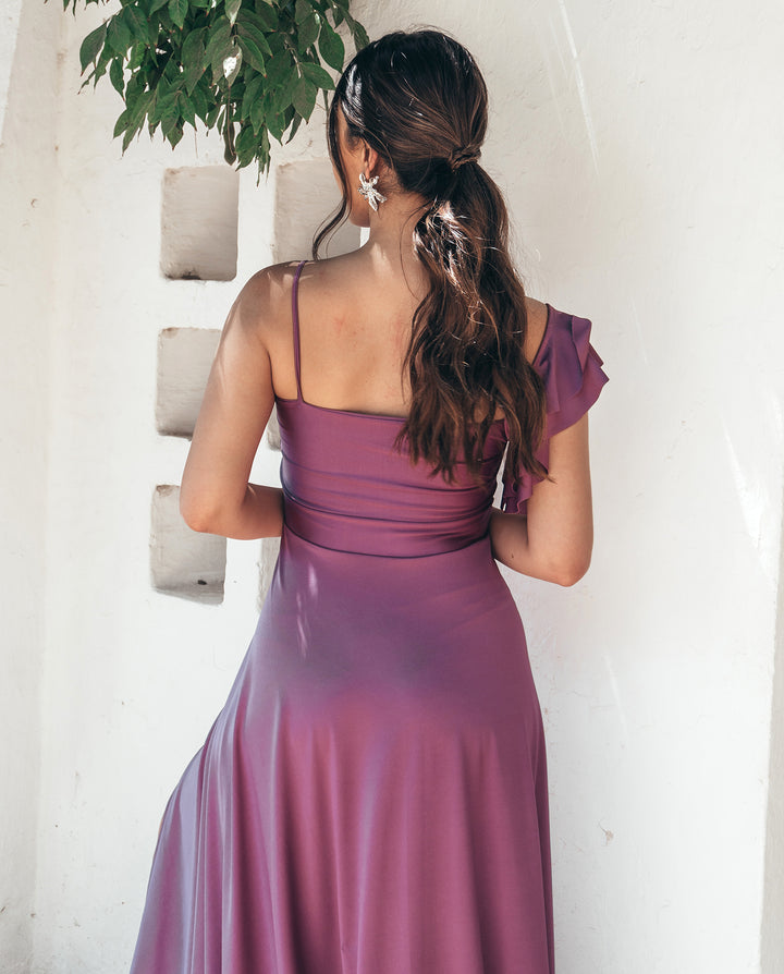 LONG PARTY DRESS SOLE ONE SLEEVE LILAC