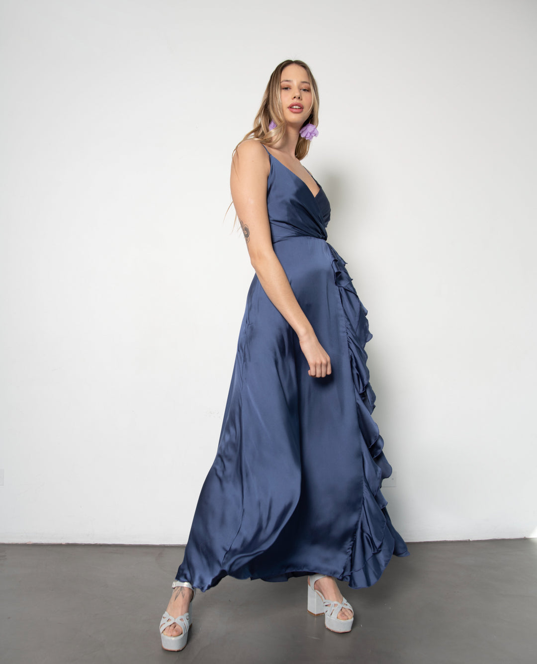 SILVINA BLUE LONG PARTY DRESS