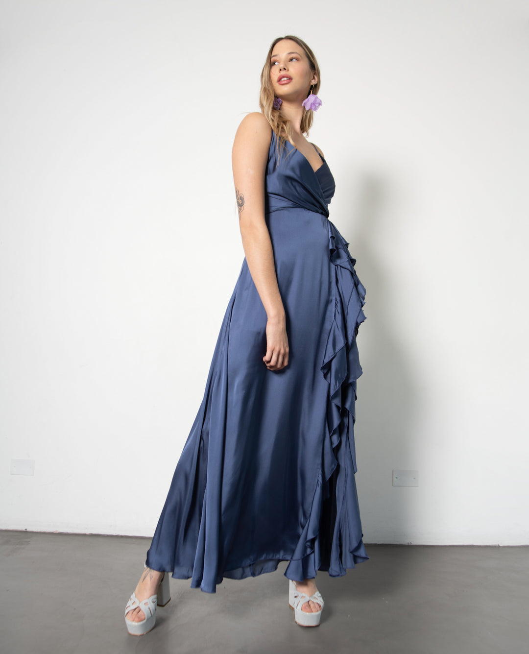 SILVINA BLUE LONG PARTY DRESS