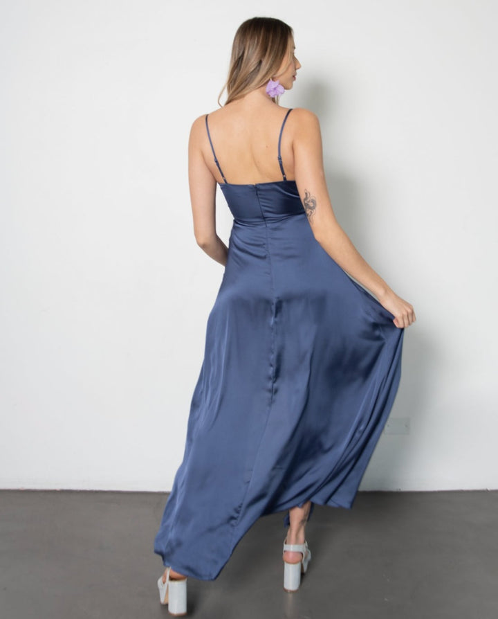 SILVINA BLUE LONG PARTY DRESS