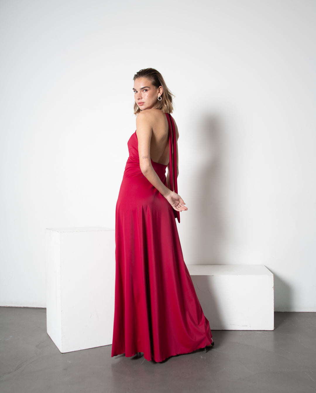 ITALIAN RED PASCAL LONG PARTY DRESS