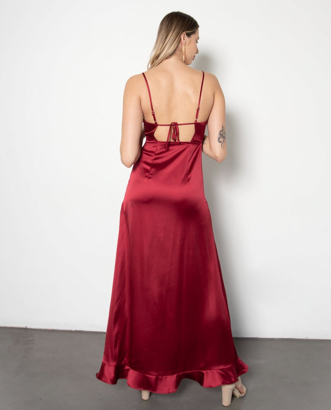 LONG PARTY DRESS ESTELA BORDEAUX