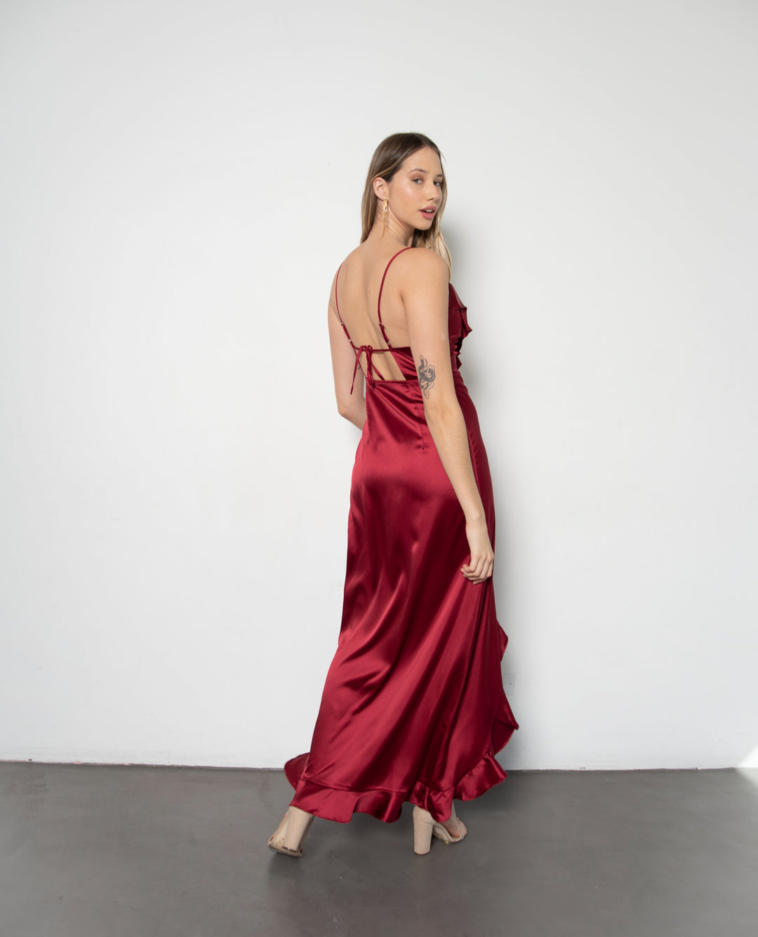 LONG PARTY DRESS ESTELA BORDEAUX