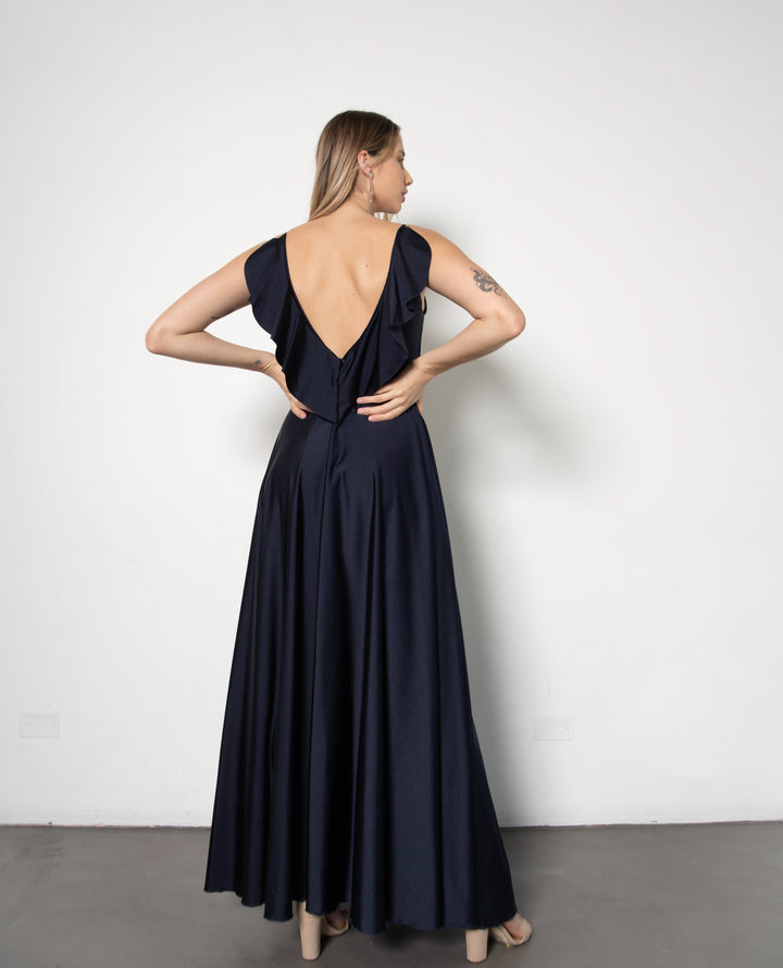 DANIELA DARK BLUE LONG PARTY DRESS