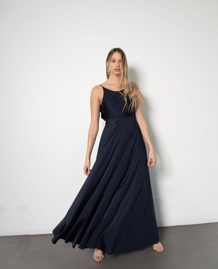 DANIELA DARK BLUE LONG PARTY DRESS