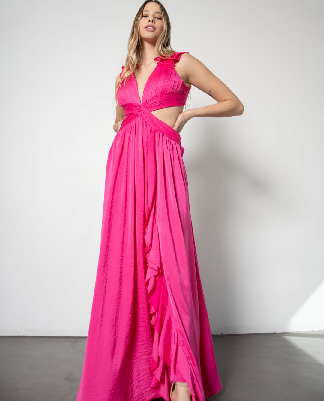 PETRA FUCHSIA LONG PARTY DRESS