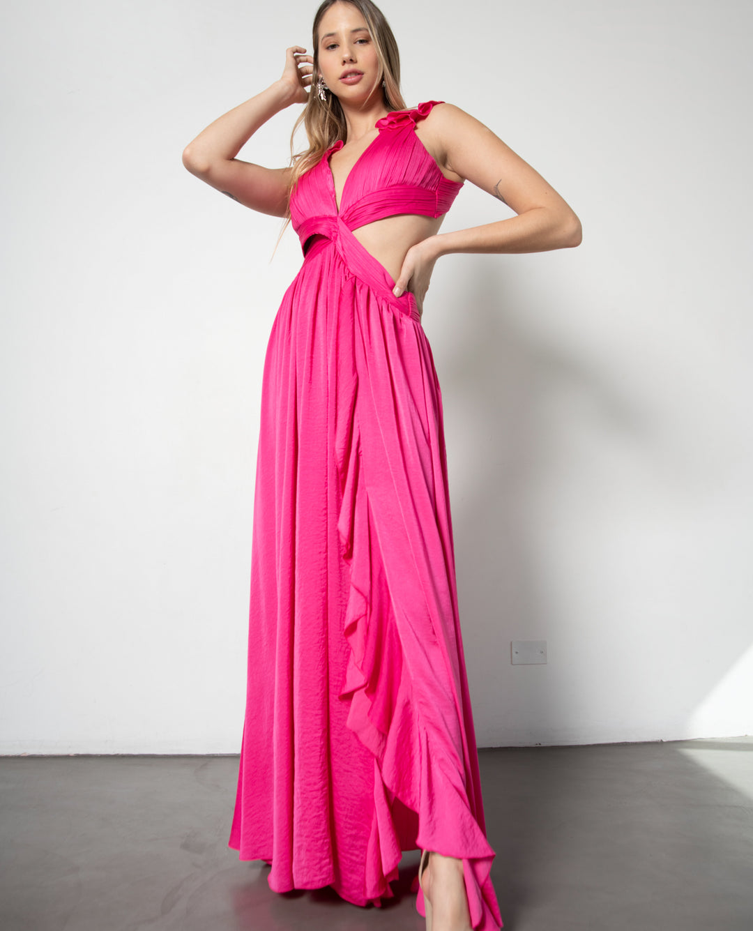 PETRA FUCHSIA LONG PARTY DRESS