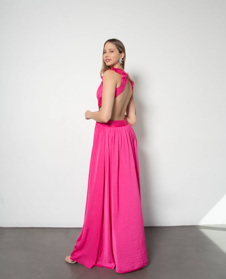 PETRA FUCHSIA LONG PARTY DRESS