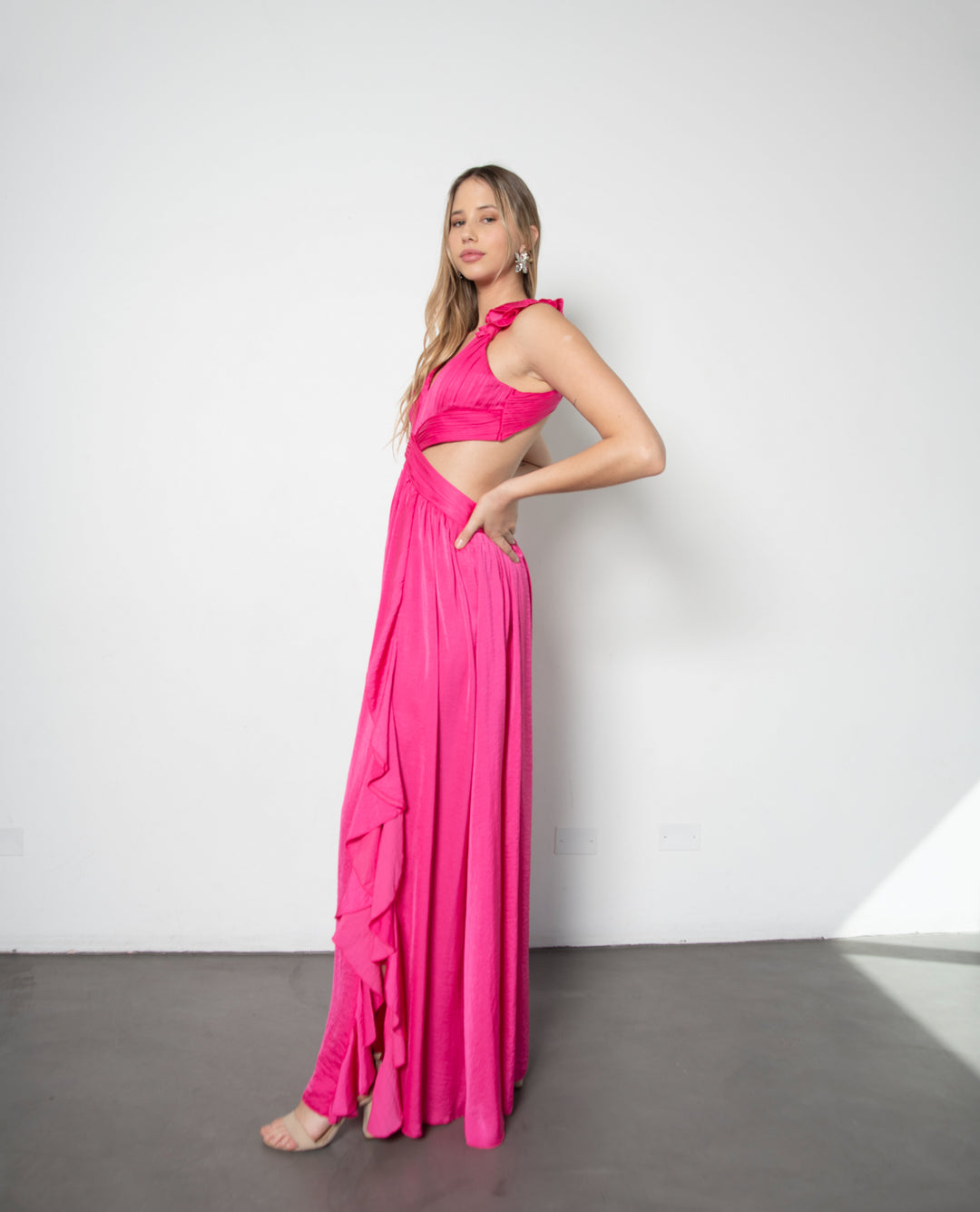 PETRA FUCHSIA LONG PARTY DRESS