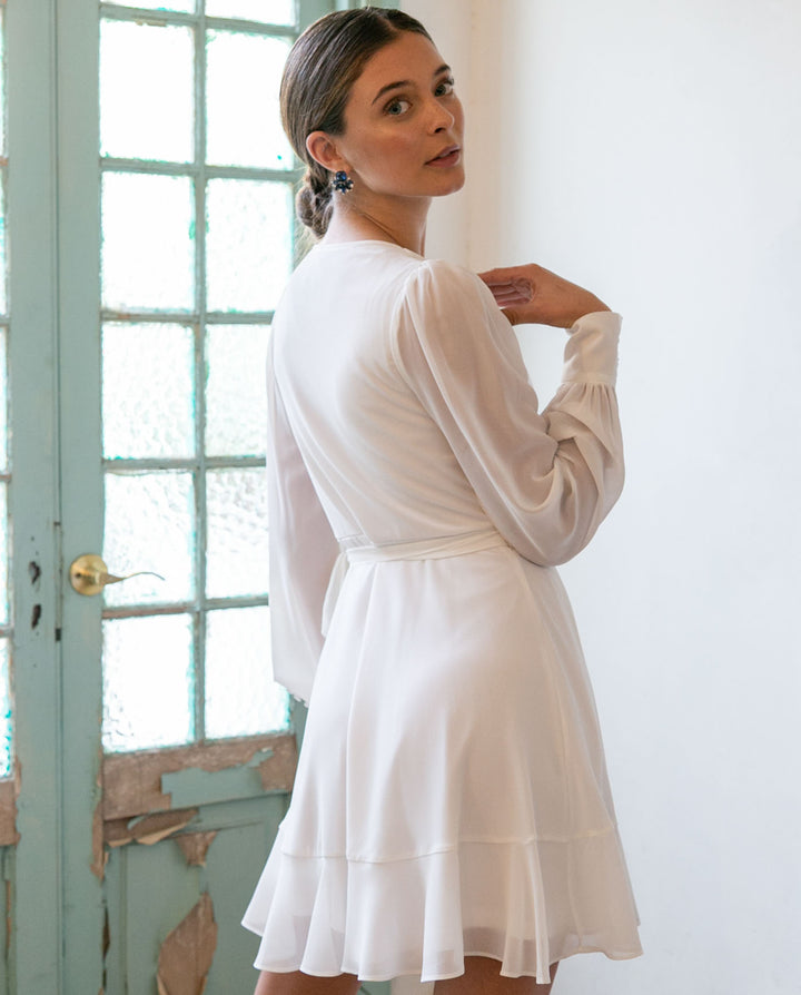 SHORT WEDDING DRESS JACINTA LONG SLEEVE IVORY 