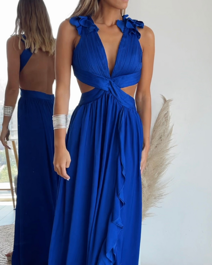 PETRA BLUE LONG PARTY DRESS