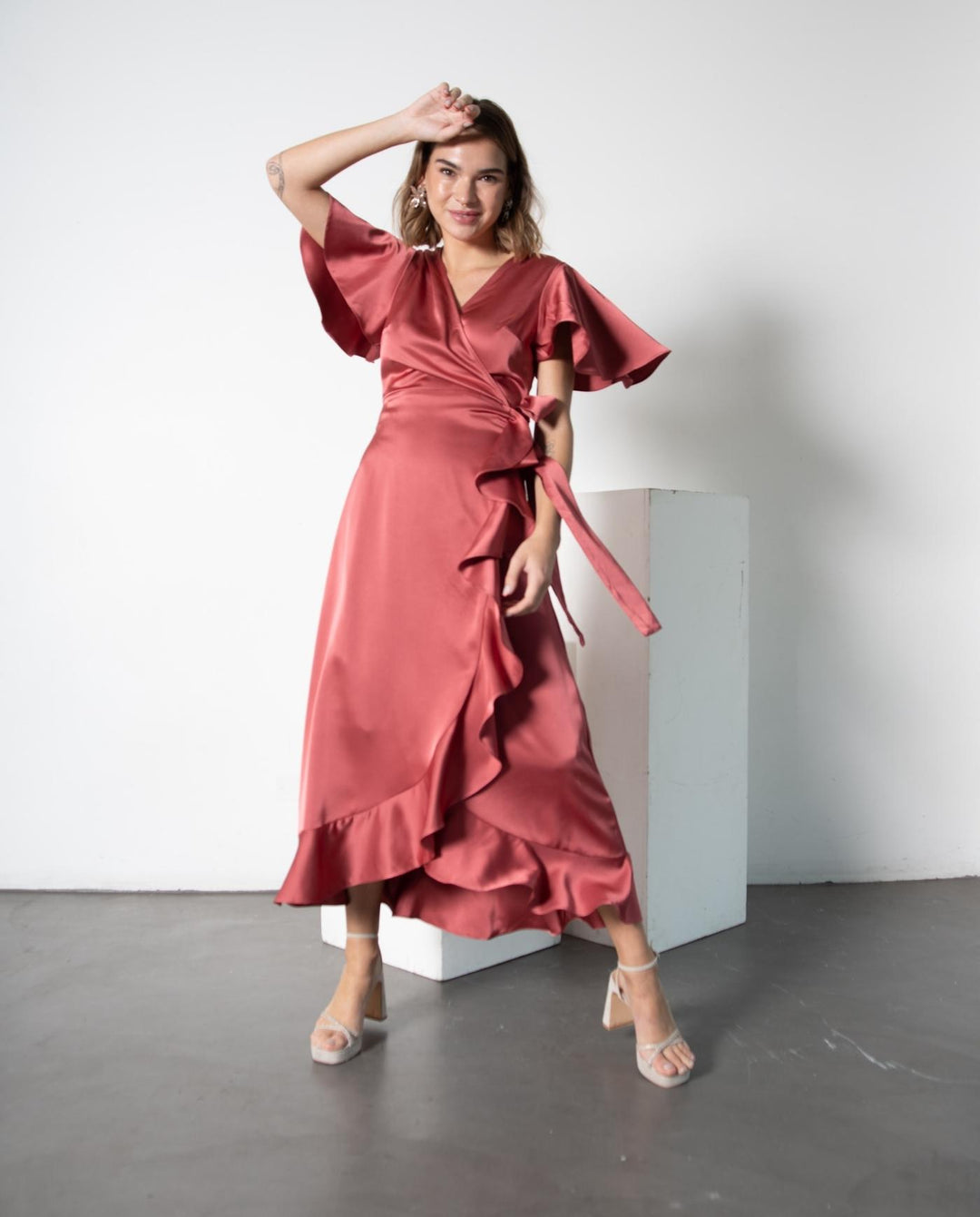 AMELIE MAXI DRESS WITH WRAPPING TERRACOTTA